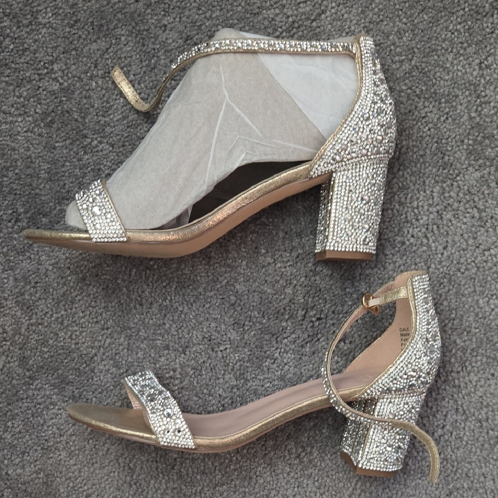 Elegant Champagne and Rhinestone Women's Heels